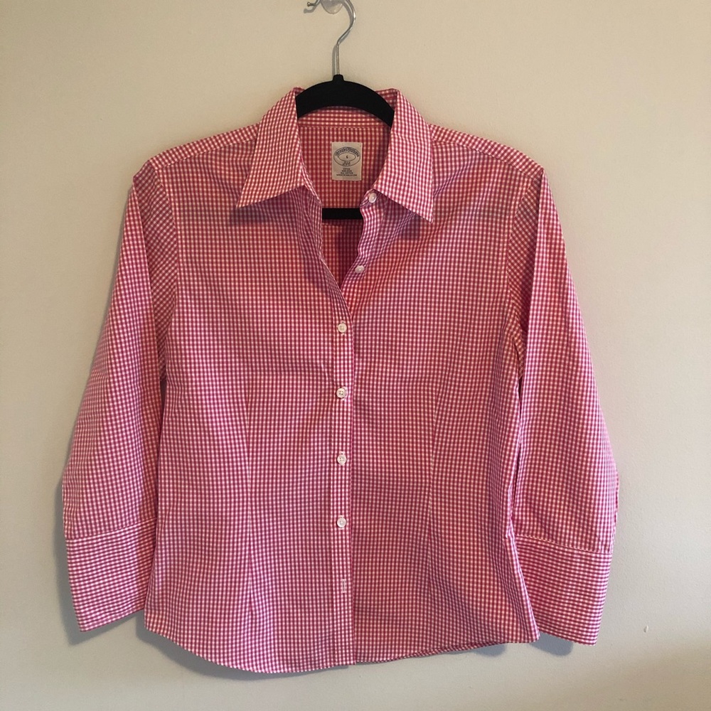 Brooks Brothers pink gingham button down sz 6